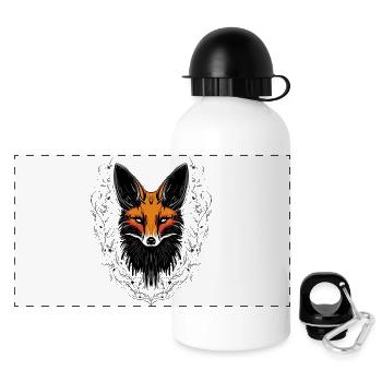 Mystischer Fuchs mit Ornamenten Natur Herbst - Panorama Trinkflasche mit Deckel 500 ml - Weiß - Vorne