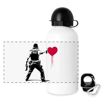 I ♥️ Police StreetArt Banksy style - Panoramic Thermal Bottle with Lid 500 ml - white - Front
