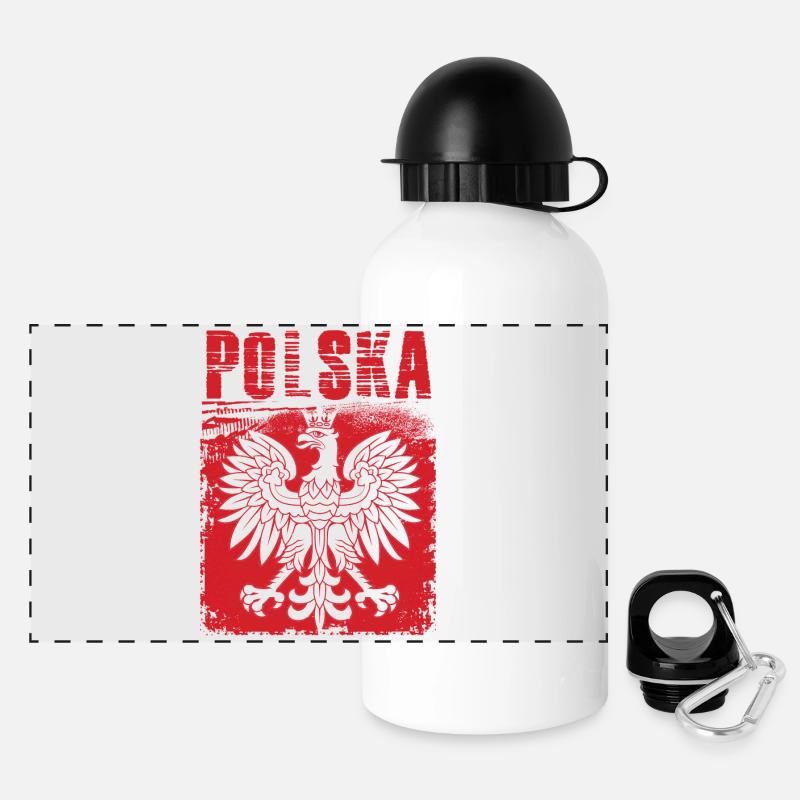 Polen - Panorama Trinkflasche mit Deckel 500 ml - Weiß