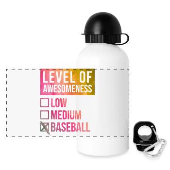 Baseball - Panorama Trinkflasche mit Deckel 500 ml - Weiß - Vorne