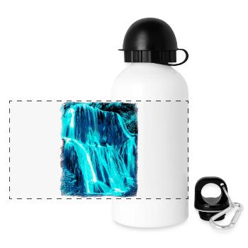 Wasserfall - Panorama Trinkflasche mit Deckel 500 ml - Weiß - Vorne