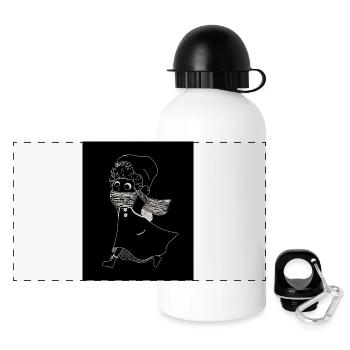 Lingonberry girl scurries away (black and white) - Panoramic Thermal Bottle with Lid 500 ml - white - Front