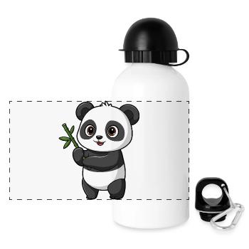 Kawaii Panda Bär - Panorama Trinkflasche mit Deckel 500 ml - Weiß - Vorne
