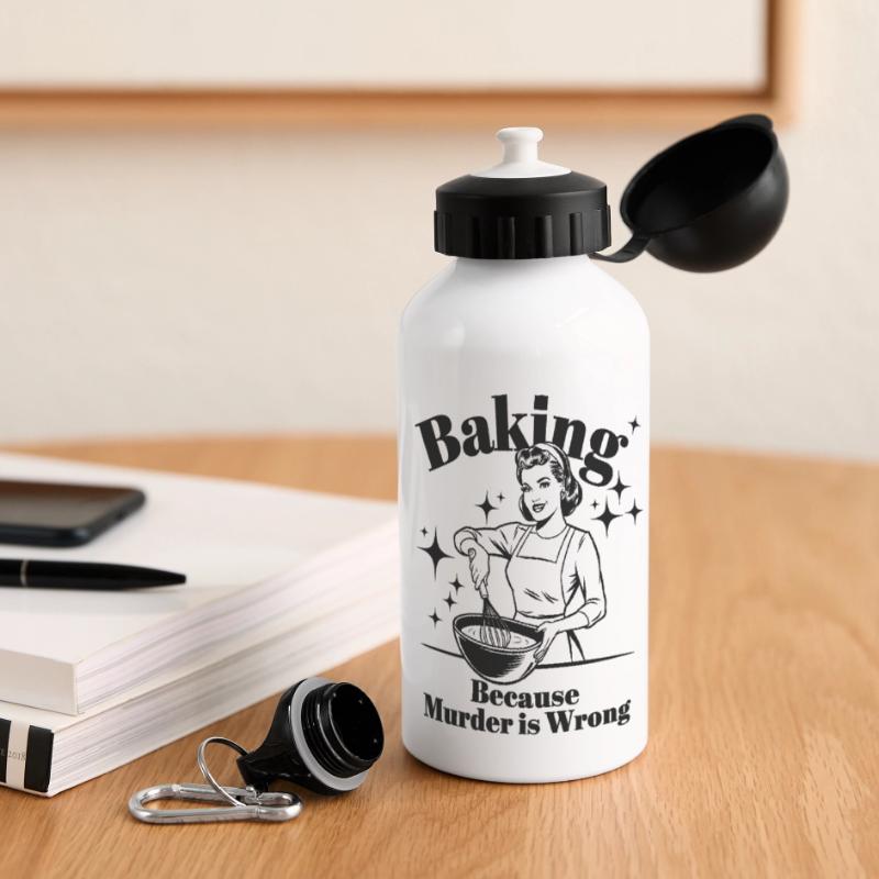 Baking Because Murder is Wrong Panoramic Thermal Bottle with Lid 500 ml
