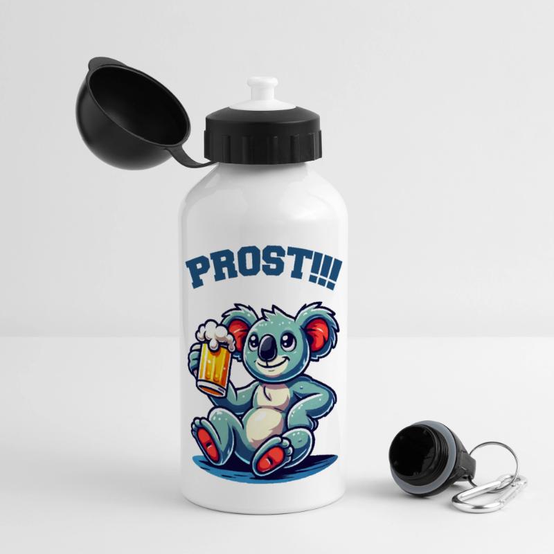koalabär bier comic Panorama Trinkflasche mit Deckel 500 ml
