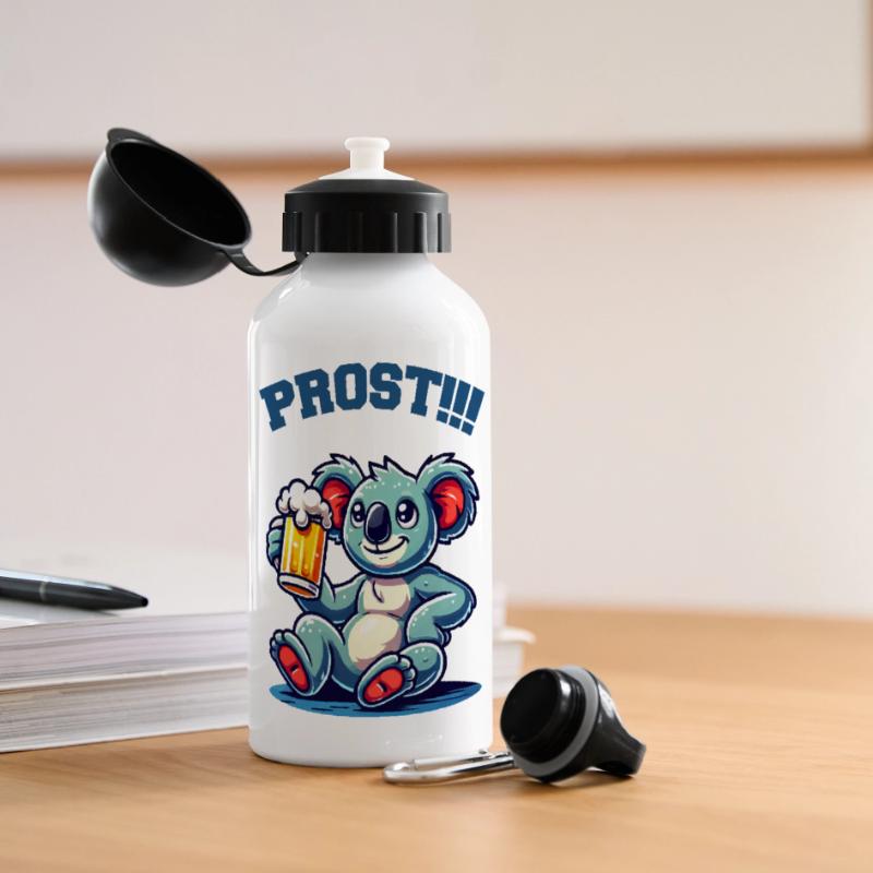 koalabär bier comic Panorama Trinkflasche mit Deckel 500 ml