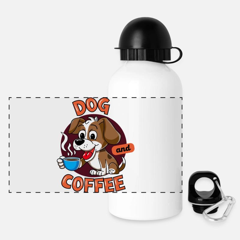 dog&coffee - Panoramic Thermal Bottle with Lid 500 ml - white