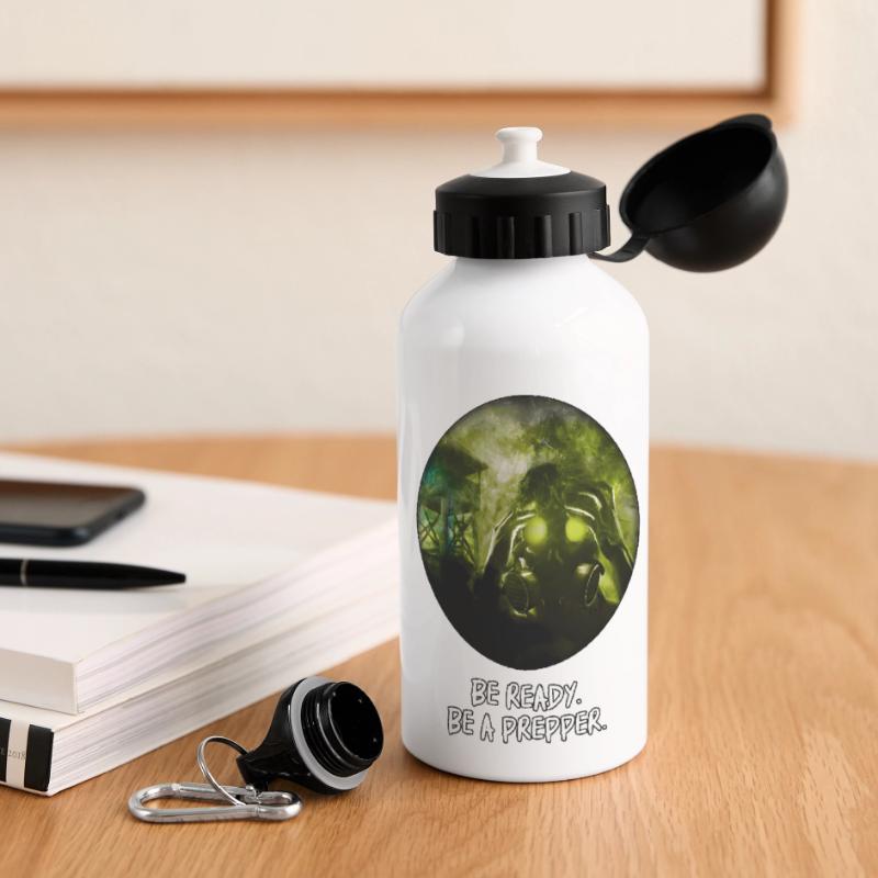 Bereitstehen. Sei ein Prepper. Panorama Trinkflasche mit Deckel 500 ml