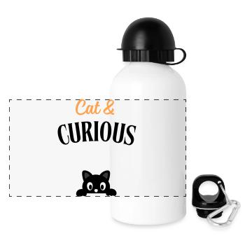 Cat and curious - Gourde panoramique avec couvercle 500 ml - blanc - Devant