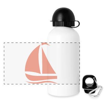 Silhouette de voilier minimaliste Mer du Nord - Gourde panoramique avec couvercle 500 ml - blanc - Devant