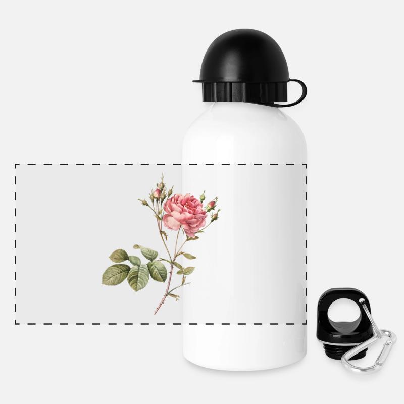 Vintage Rose Botanical Illustration - Panoramic Thermal Bottle with Lid 500 ml - white