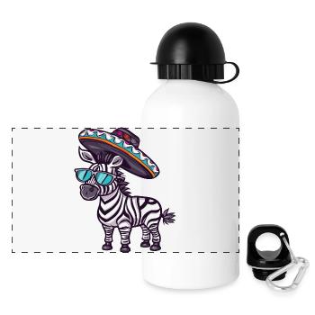 Zebra Comic Lustig Sombrero - Panorama Trinkflasche mit Deckel 500 ml - Weiß - Vorne