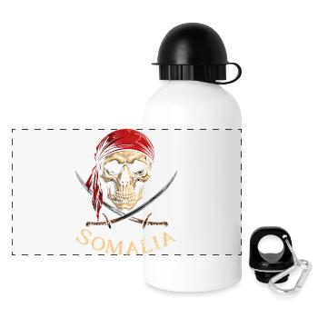 Tête de Squelette Pirate Rouge - Gourde panoramique avec couvercle 500 ml - blanc - Devant