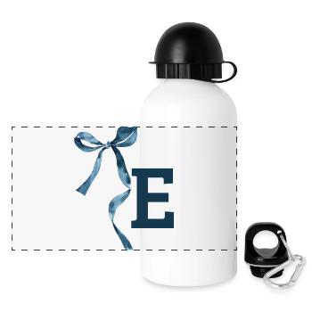 Monogramm und Geschenkidee - Panorama Trinkflasche mit Deckel 500 ml - Weiß - Vorne