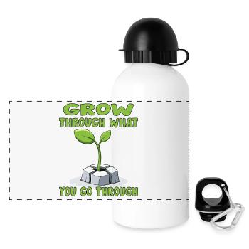Wachstum eines grünen und motorischen Sprosses - Panorama Trinkflasche mit Deckel 500 ml - Weiß - Vorne