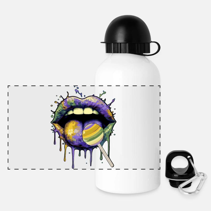 Colorful Pop Art Lips & Lollipops - Panoramic Thermal Bottle with Lid 500 ml - white
