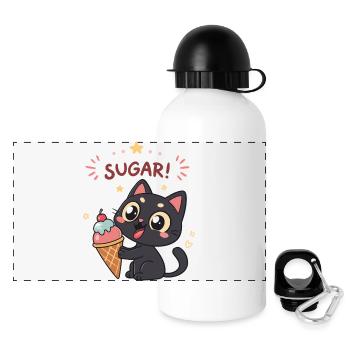 Chat gourmand et crème glacée SUGAR - Panoramic Thermal Bottle with Lid 500 ml - white - Front