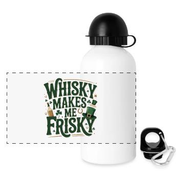 Whisky Makes Me Frisky – Irish Party Design - Panoramic Thermal Bottle with Lid 500 ml - white - Front