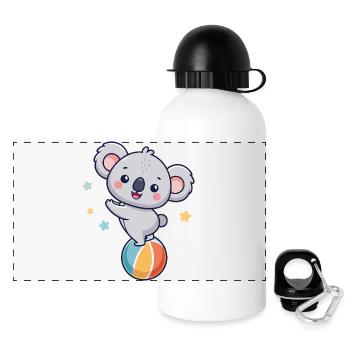 Koala-Jongleur auf bunter Ballon - Panorama Trinkflasche mit Deckel 500 ml - Weiß - Vorne