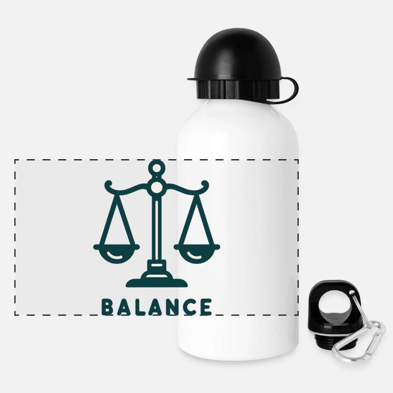 Balance Scale Illustration - Panoramic Thermal Bottle with Lid 500 ml - white