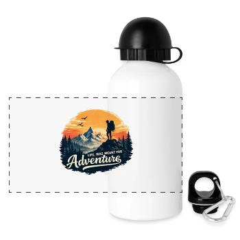 Abenteuerleben am Bergsonnenuntergang - Panorama Trinkflasche mit Deckel 500 ml - Weiß - Vorne