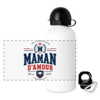 Maman d’Amour Style Varsity Vintage - Gourde panoramique avec couvercle 500 ml - blanc - Devant