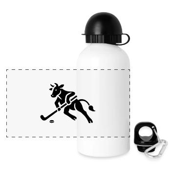Cow Bull Hockey Player Silhouette Minimalist - Panoramic Thermal Bottle with Lid 500 ml - white - Front