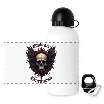 Gothic Totenschädel Flügel Barock Totenschädel dunkler Totenkopf Totenschädel - Panorama Trinkflasche mit Deckel 500 ml - Weiß - Vorne