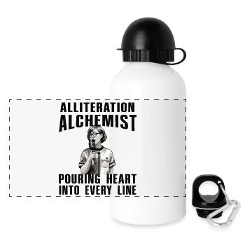 Alliteration Alchemist Poetry Slam - Panorama Trinkflasche mit Deckel 500 ml - Weiß - Vorne