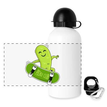 Cucumber and skateboard - Panoramic Thermal Bottle with Lid 500 ml - white - Front