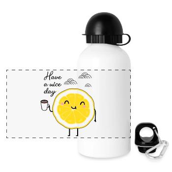 Lemon and coffee - Panoramic Thermal Bottle with Lid 500 ml - white - Front