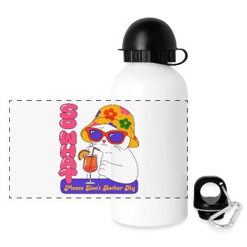 Chat en vacances - Gourde panoramique avec couvercle 500 ml - blanc - Devant