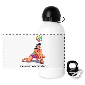 Beach volleyball player - Panoramic Thermal Bottle with Lid 500 ml - white - Front