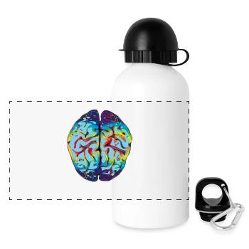 LSD Gehirn - Panorama Trinkflasche mit Deckel 500 ml - Weiß - Vorne
