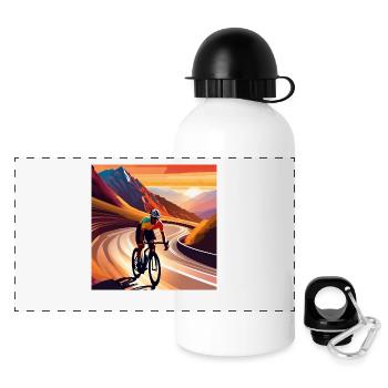 Mountain Majesty : course dans la lueur dorée - Gourde panoramique avec couvercle 500 ml - blanc - Devant