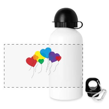 balloon hearts rainbow - Gourde panoramique avec couvercle 500 ml - blanc - Devant