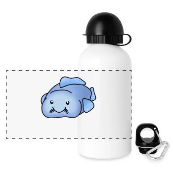 Blauer Blobfisch - Panorama Trinkflasche mit Deckel 500 ml - Weiß - Vorne
