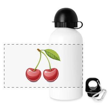Cherries Cherry Fruit Fruit Fruits Drawing - Panoramic Thermal Bottle with Lid 500 ml - white - Front