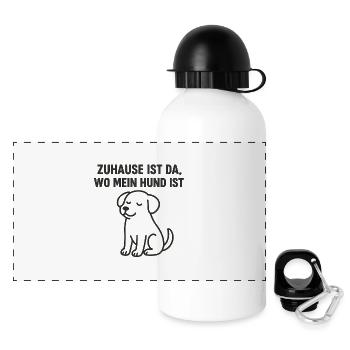 Home is where my dog is - Panoramic Thermal Bottle with Lid 500 ml - white - Front