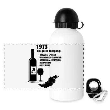 Geburtstag Jahrgang 1973 - Panorama Trinkflasche mit Deckel 500 ml - Weiß - Vorne