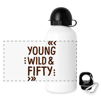 YOUNG WILD & FIFTY - Panorama Trinkflasche mit Deckel 500 ml - Weiß - Vorne