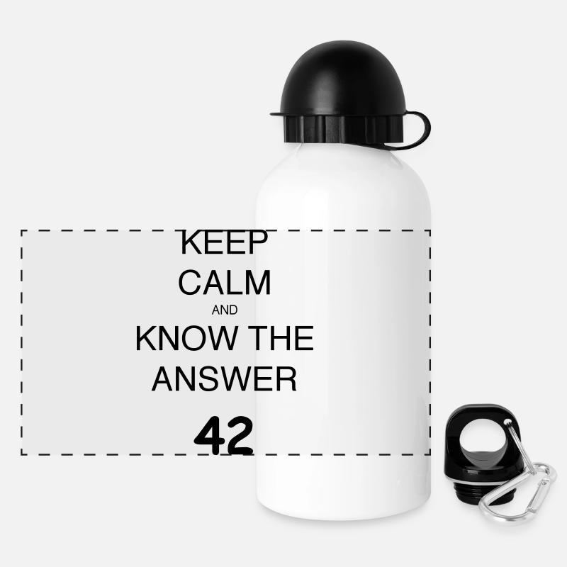Keep calm and KNOW THE ANSWER 42 - Panoramic Thermal Bottle with Lid 500 ml - white
