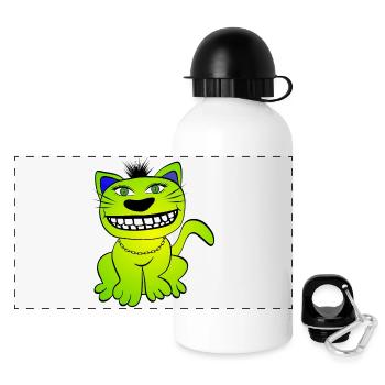 Katze - Cat - Panorama Trinkflasche mit Deckel 500 ml - Weiß - Vorne