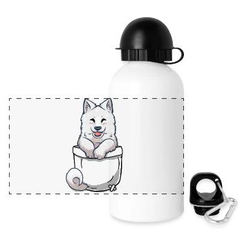 Pocket Samoyed Welpe - Panorama Trinkflasche mit Deckel 500 ml - Weiß - Vorne