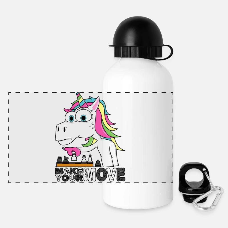 Schach - Make your Move - Panorama Trinkflasche mit Deckel 500 ml - Weiß