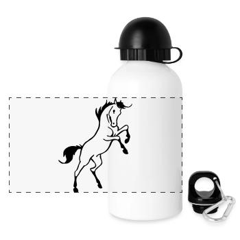 Cheval cabré - Gourde panoramique avec couvercle 500 ml - blanc - Devant