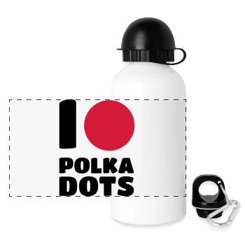 Polka Dots - Panorama Trinkflasche mit Deckel 500 ml - Weiß - Vorne