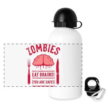 Les zombies mangent des cerveaux! Vous êtes en sécurité! (2C) - Gourde panoramique avec couvercle 500 ml - blanc - Devant