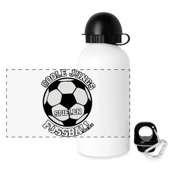 Cooler Jugend Fußball Schirm - Panorama Trinkflasche mit Deckel 500 ml - Weiß - Vorne
