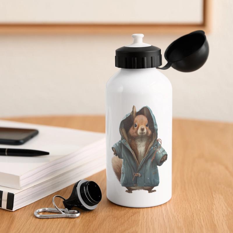 Design mit einem Eichhörnchen was eine Jacke trägt Panorama Trinkflasche mit Deckel 500 ml